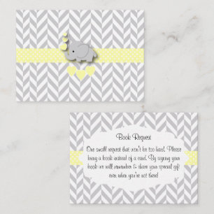 Yellow and Grey Elephant Baby Shower Book Request Enclosure Card
