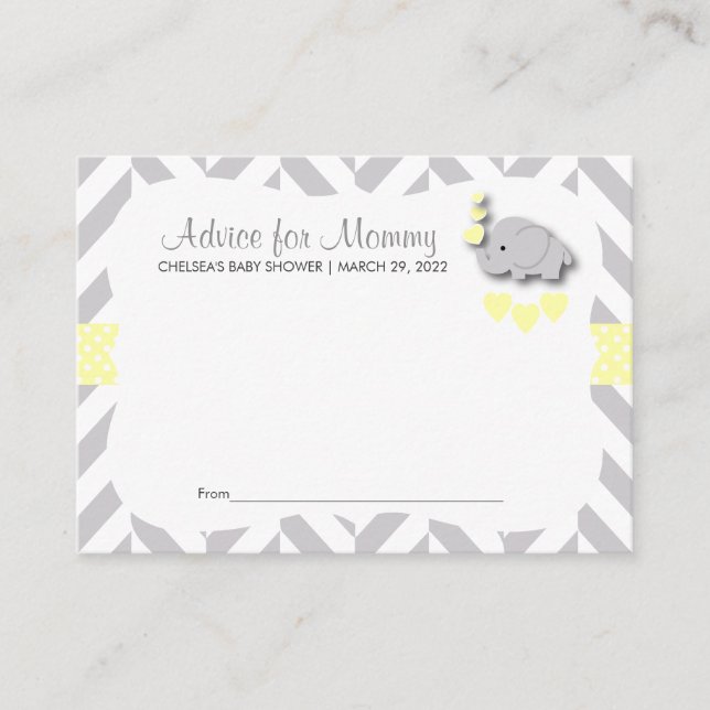 Yellow and Grey Elephant Baby Shower  SM - Advice (Front)