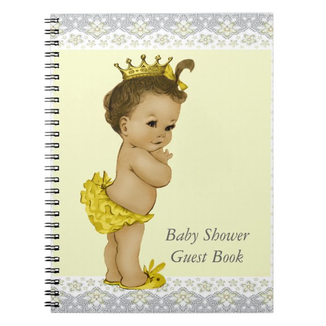Yellow and Grey Ethnic Baby Shower Guest Book (Front)