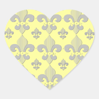 Yellow and Grey Fleur de Lys Design Sticker