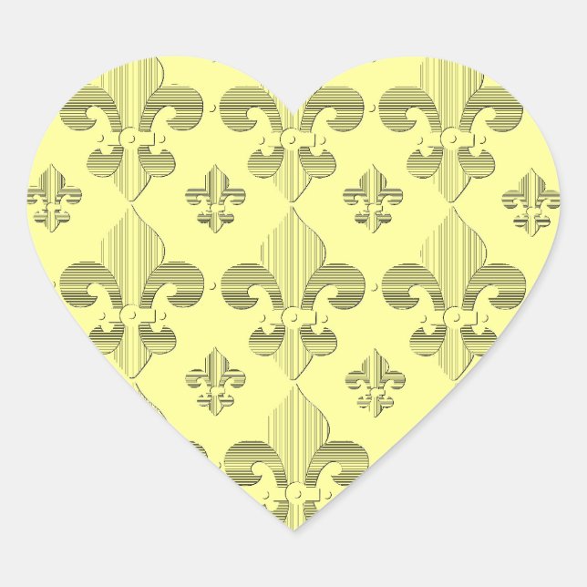 Yellow and Grey Fleur de Lys Design Sticker (Front)