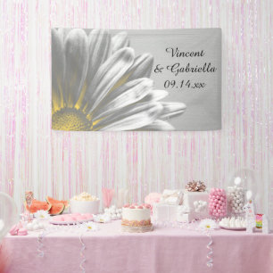 Yellow and Grey Floral Highlights Wedding Banner