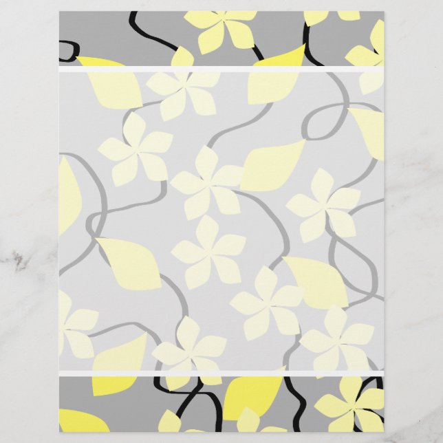 Yellow and Grey Flowers. Floral Pattern. (Front)