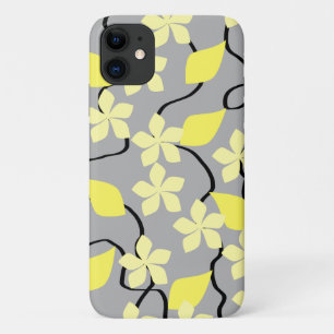 Yellow and Grey Flowers. Floral Pattern. iPhone 11 Case