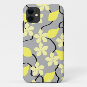 Yellow and Grey Flowers. Floral Pattern. iPhone 11 Case