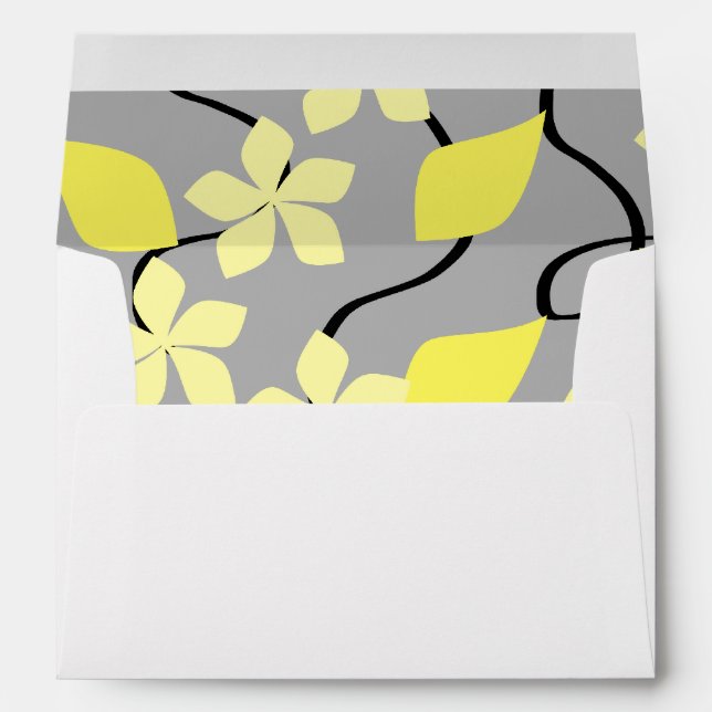 Yellow and Grey Flowers. Floral Pattern. Envelopes (Back (Bottom))