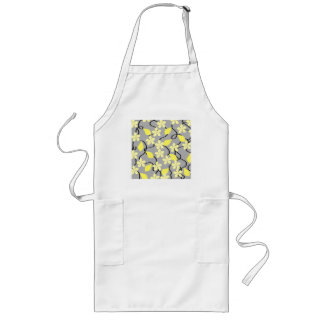 Yellow and Grey Flowers. Floral Pattern. Long Apron