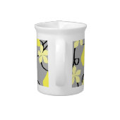Yellow and Grey Flowers. Floral Pattern. Pitcher (Back)