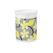 Yellow and Grey Flowers. Floral Pattern. Pitcher (Front)