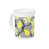 Yellow and Grey Flowers. Floral Pattern. Pitcher (Left)