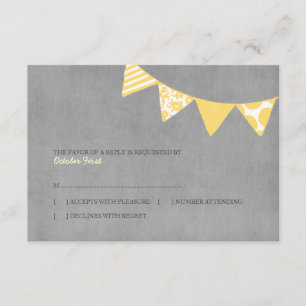 Yellow and Grey Fun Flags Wedding rsvp