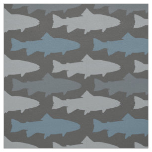 Yellow and Grey Fun Trout Fish Pattern Fabric