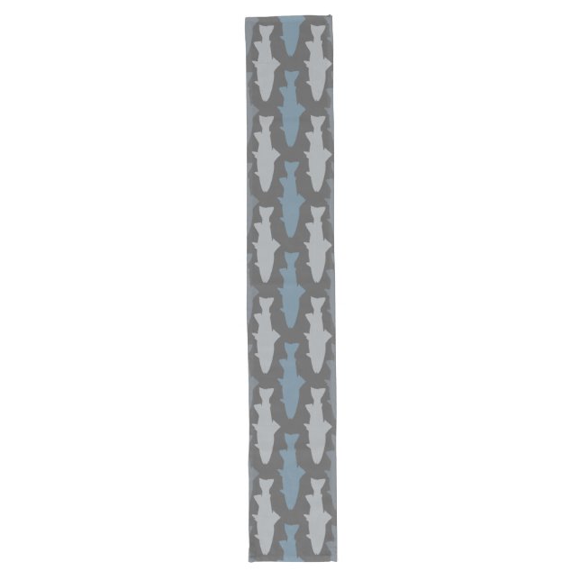 Yellow and Grey Fun Trout Fish Pattern Long Table Runner (Front)