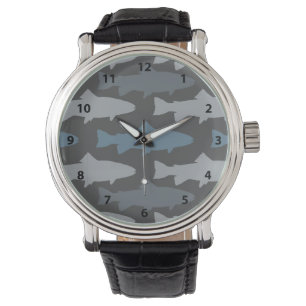 Yellow and Grey Fun Trout Fish Pattern Watch
