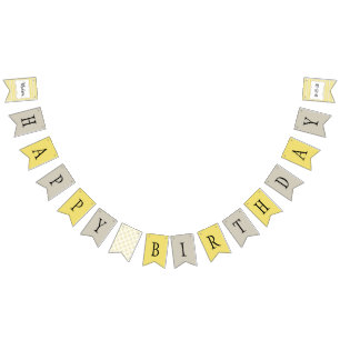 Yellow and Grey Geometric Birthday Bunting