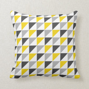 Yellow and Grey Geometric Throw Pillow