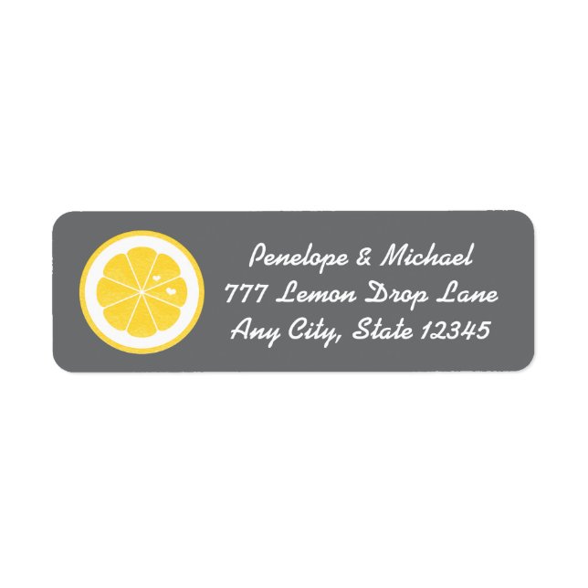 Yellow and Grey Lemon Heart Return Address (Front)