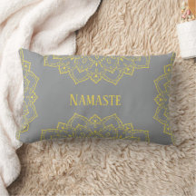 Yellow and Grey Mandala Lumbar Pillow