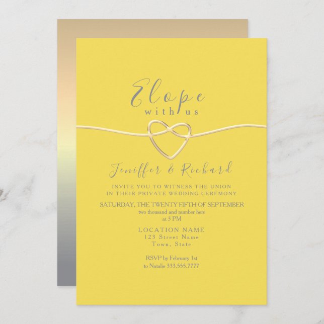 Yellow and Grey Micro Wedding Invitation (Front/Back)