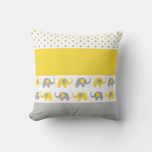 Yellow and Grey Mini-Elephant Pillow (Front)