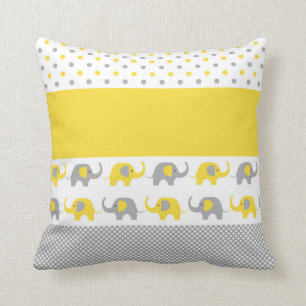 Yellow and Grey Mini-Elephant Pillow
