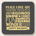 Yellow and Grey Modern Holiday Coaster<br><div class="desc">Modern yellow and grey holiday text design.</div>