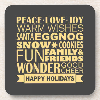 Yellow and Grey Modern Holiday Coaster