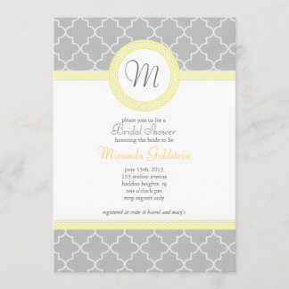 Yellow and Grey Monogram Shower Invitation