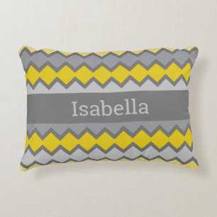 Yellow and Grey Pattern Personalised Decorative Cushion