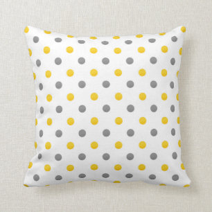 Yellow and Grey Polka Dots Cushion