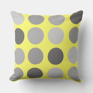 Yellow and Grey Polka Dots throw pillow