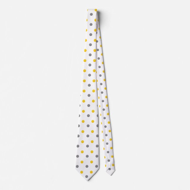 Yellow and Grey Polka Dots Tie (Front)