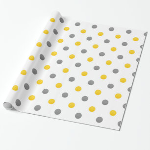 Yellow and Grey Polka Dots Wrapping Paper