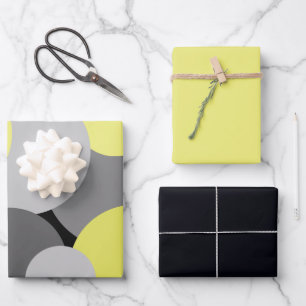 Yellow and Grey Polka Dots Wrapping Paper Sheets