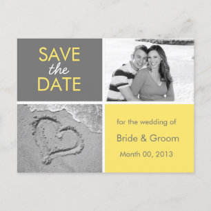 Yellow and Grey Save the Date Photo Postcards