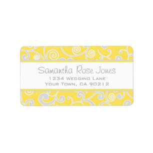 Yellow and Grey Scroll Custom Address Label