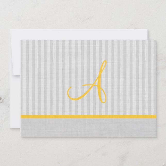 Yellow and Grey Stripe Wedding Invitation (Front)