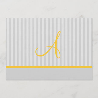 Yellow and Grey Stripe Wedding Invitation