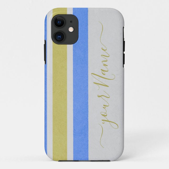 Yellow and grey striped illustration iphone cases (Back)