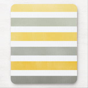 Yellow and Grey Striped Pattern Mousepad