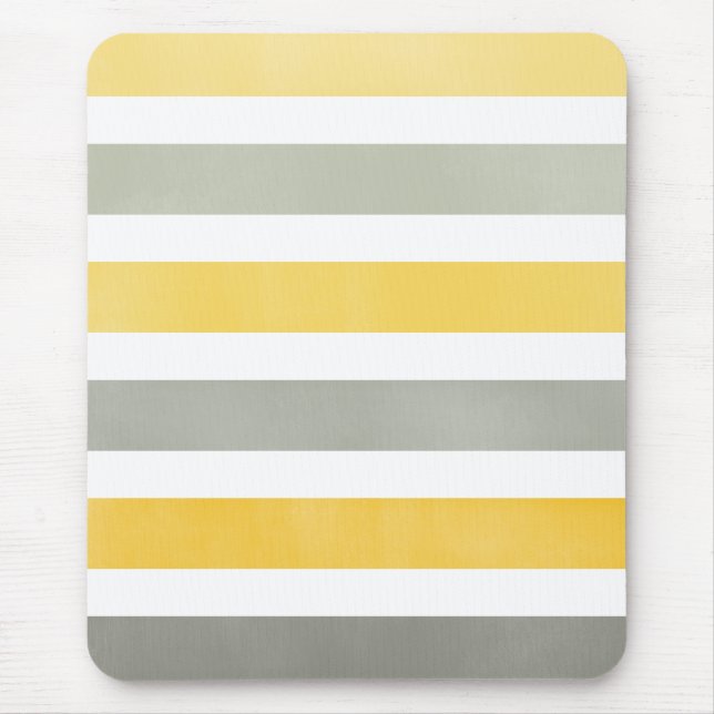 Yellow and Grey Striped Pattern Mousepad (Front)