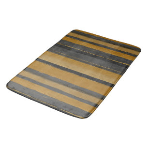 yellow and grey stripes bath mat