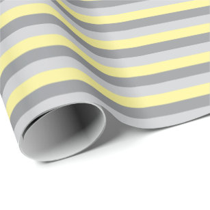 Yellow and Grey Stripes Wrapping Paper