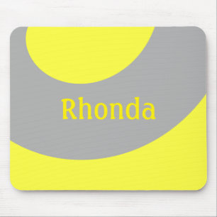 Yellow and Grey Swirls Mouse Mat