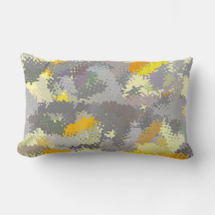 Yellow and Grey Tapestry Lumbar Cushion