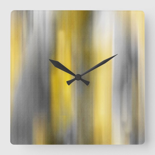 Yellow and Grey Vertical Abstract Square Wall Clock (Front)