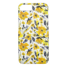 Yellow and Grey Watercolor Floral