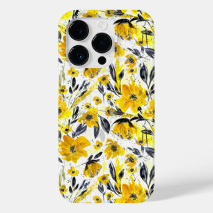 Yellow and Grey Watercolor Floral Case-Mate iPhone 14 Pro Case