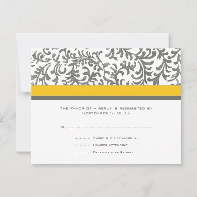 Yellow and Grey Wedding RSVP Card (Front)