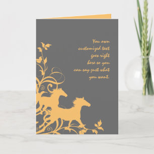 Yellow and Grey Wild Horses Thank You Card